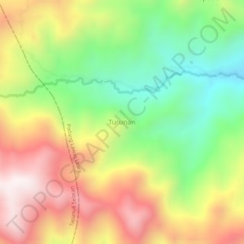 Mapa topográfico Turunan, altitud, relieve