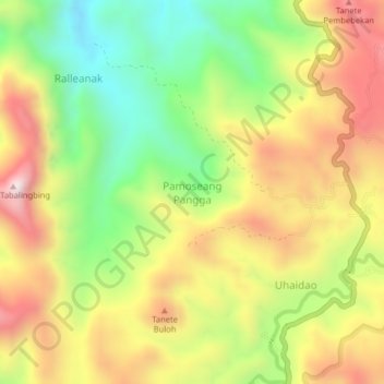 Mapa topográfico Pamoseang Pangga, altitud, relieve