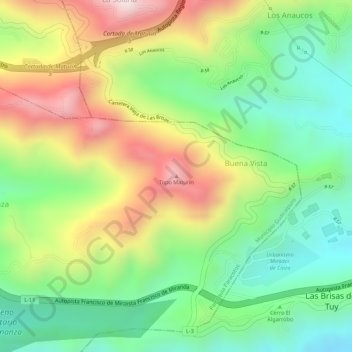 Mapa topográfico Topo Maturín, altitud, relieve