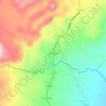 Mapa topográfico Manasa, altitud, relieve