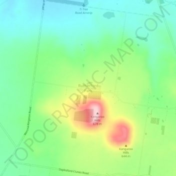 Mapa topográfico Rutherford Park, altitud, relieve