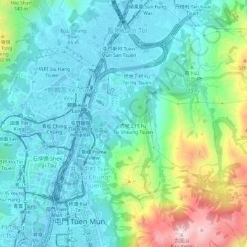 Mapa topográfico Chung Wong Toi, altitud, relieve