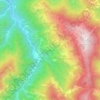 Mapa topográfico Case Materassi, altitud, relieve