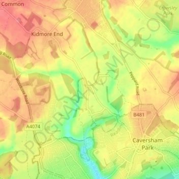 Mapa topográfico Chalkhouse Green, altitud, relieve