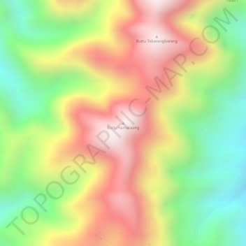 Mapa topográfico Buttu Kamaraang, altitud, relieve