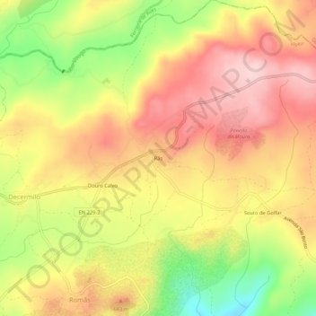 Mapa topográfico Rãs, altitud, relieve