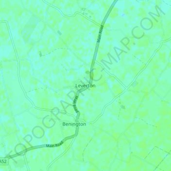 Mapa topográfico Leverton, altitud, relieve