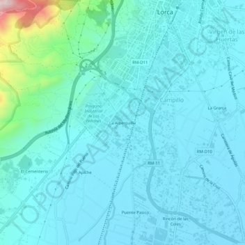 Mapa topográfico La Alberquilla, altitud, relieve