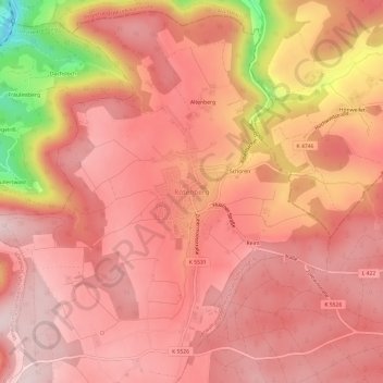 Mapa topográfico Rötenberg, altitud, relieve