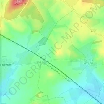 Mapa topográfico Galinberg, altitud, relieve
