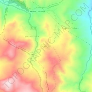 Mapa topográfico Douar Tafs, altitud, relieve