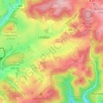 Mapa topográfico Bolzenbach, altitud, relieve