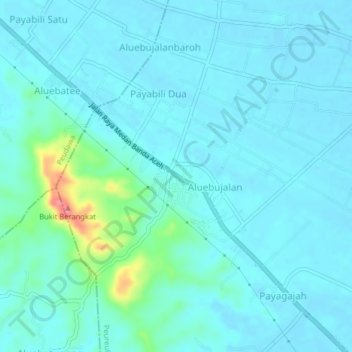 Mapa topográfico Aluebutuha, altitud, relieve