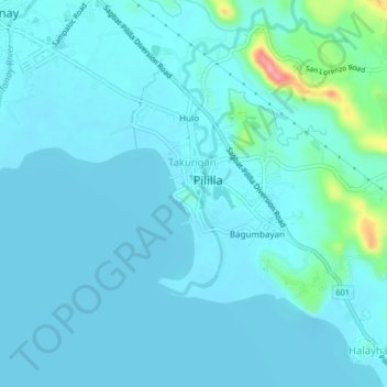 Mapa topográfico Wawa, altitud, relieve