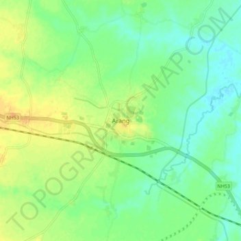 Mapa topográfico Arang, altitud, relieve