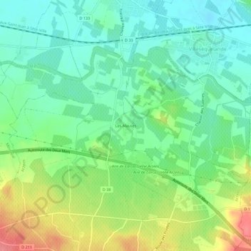 Mapa topográfico Les Alauses, altitud, relieve