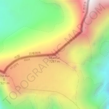 Mapa topográfico Chamar, altitud, relieve