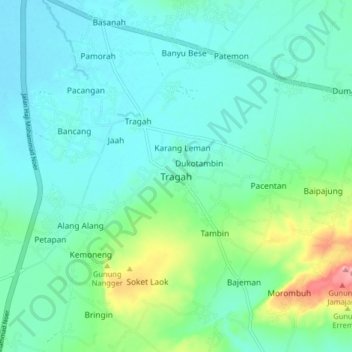 Mapa topográfico Tragah, altitud, relieve