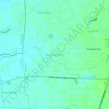 Mapa topográfico Matangtubig, altitud, relieve