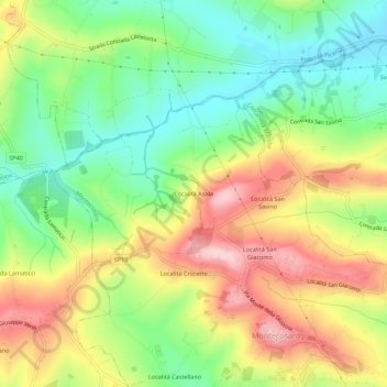 Mapa topográfico Località Asola, altitud, relieve