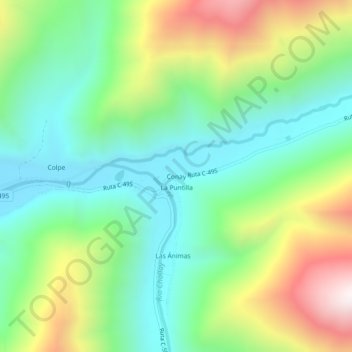 Mapa topográfico Conay, altitud, relieve