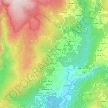 Mapa topográfico Grou, altitud, relieve