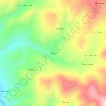 Mapa topográfico Palca, altitud, relieve