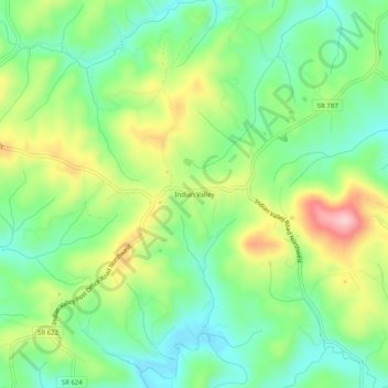 Mapa topográfico Indian Valley, altitud, relieve