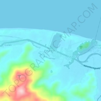 Mapa topográfico Pata West, altitud, relieve