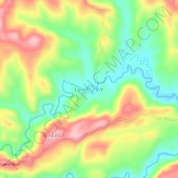 Mapa topográfico Lower Olave, altitud, relieve