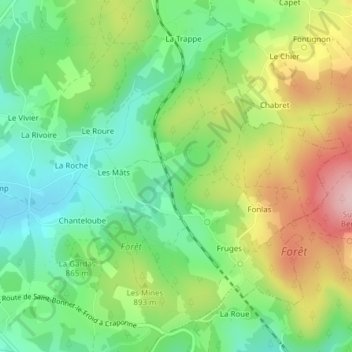 Mapa topográfico Au Genier, altitud, relieve