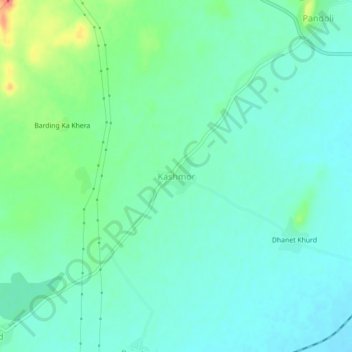 Mapa topográfico Kashmor, altitud, relieve