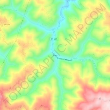 Mapa topográfico Rowe, altitud, relieve