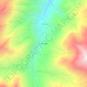 Mapa topográfico Anzer Yaylası, altitud, relieve