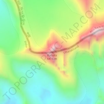 Mapa topográfico Balbala, altitud, relieve