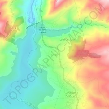 Mapa topográfico Sibari, altitud, relieve