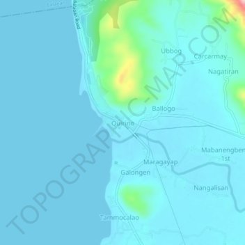 Mapa topográfico Quirino, altitud, relieve