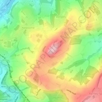 Mapa topográfico Castle Hill, altitud, relieve
