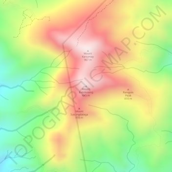Mapa topográfico Mount Batolusong, altitud, relieve