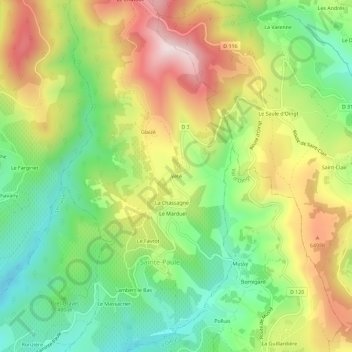 Mapa topográfico Vété, altitud, relieve