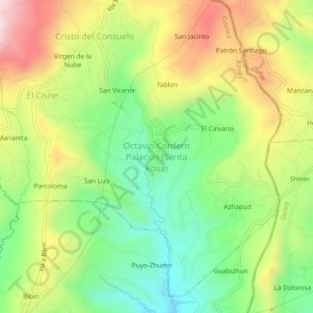 Mapa topográfico Octavio Cordero Palacios (Santa Rosa), altitud, relieve