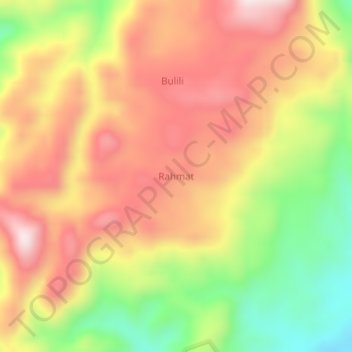 Mapa topográfico Rahmat, altitud, relieve