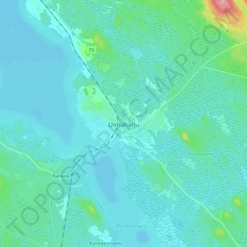 Mapa topográfico Uimaharju, altitud, relieve