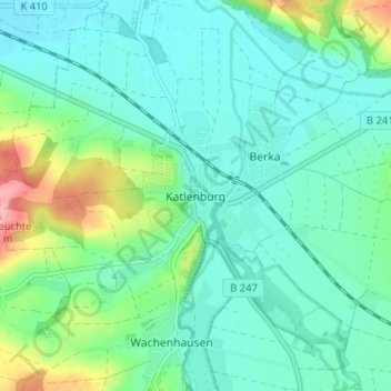 Mapa topográfico Katlenburg, altitud, relieve