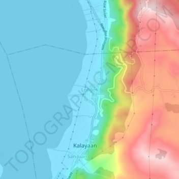 Mapa topográfico Loñgos, altitud, relieve