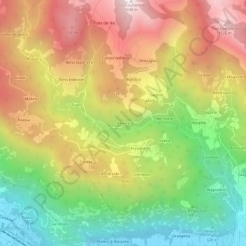 Mapa topográfico Ravoire, altitud, relieve