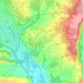 Mapa topográfico Ripol, altitud, relieve