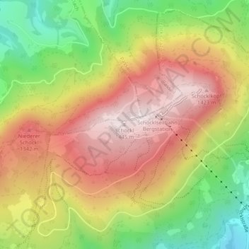 Mapa topográfico Schöckl, altitud, relieve