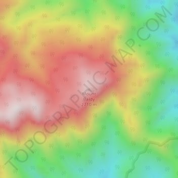 Mapa topográfico Mount Baldy, altitud, relieve