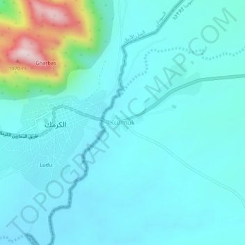 Mapa topográfico Kurmuk, altitud, relieve